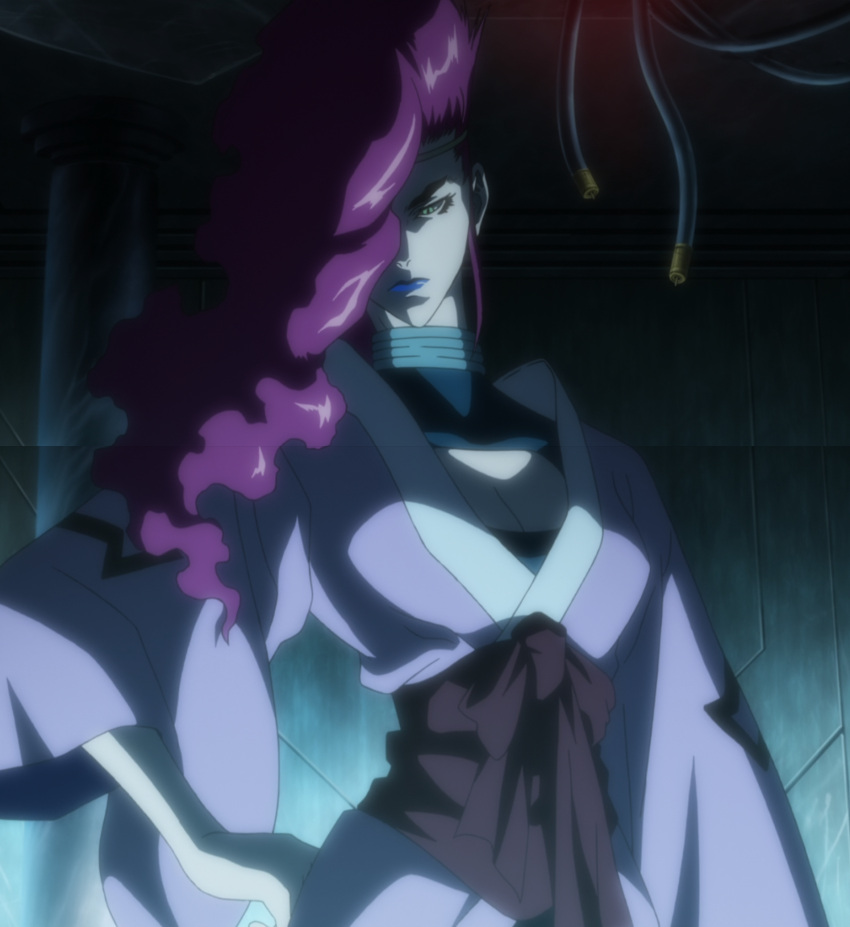 1girl, breasts, green_eyes, highres, kagetsu, kurozuka, lipstick, long_hair