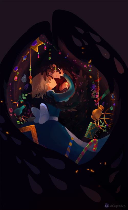 00s, 1boy, 1girl, candy, candy_cane, couple, howl, howl_no_ugoku_shiro, hyamei, jewelry, monster_boy, ornament, silver_hair, sophie, studio_ghibli, wings
