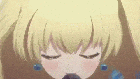 1girl, animated, animated_gif, bekki_natsumi, blonde_hair, blue_eyes, creepy, face