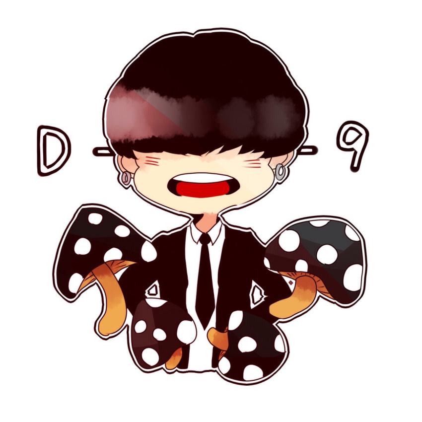 1boy, bigbang, black_hair, black_necktie, blazer, chibi, collared_shirt, countdown