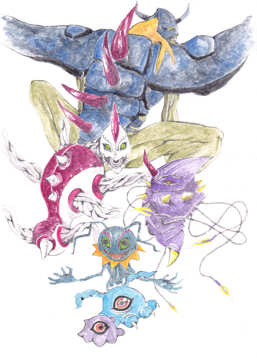 bandai, claws, demon, diablomon, digimon, evil, green_hair, highres