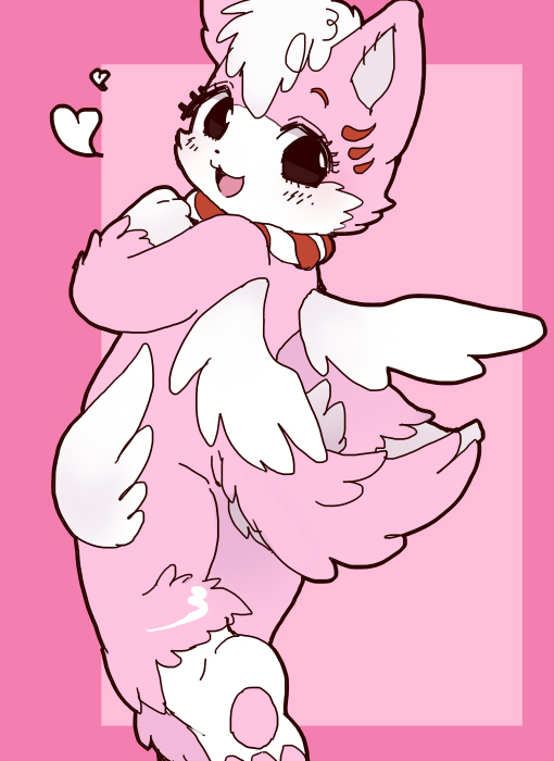 1girl, black_eyes, dog, female, flat_color, furry, mascot, pasikon