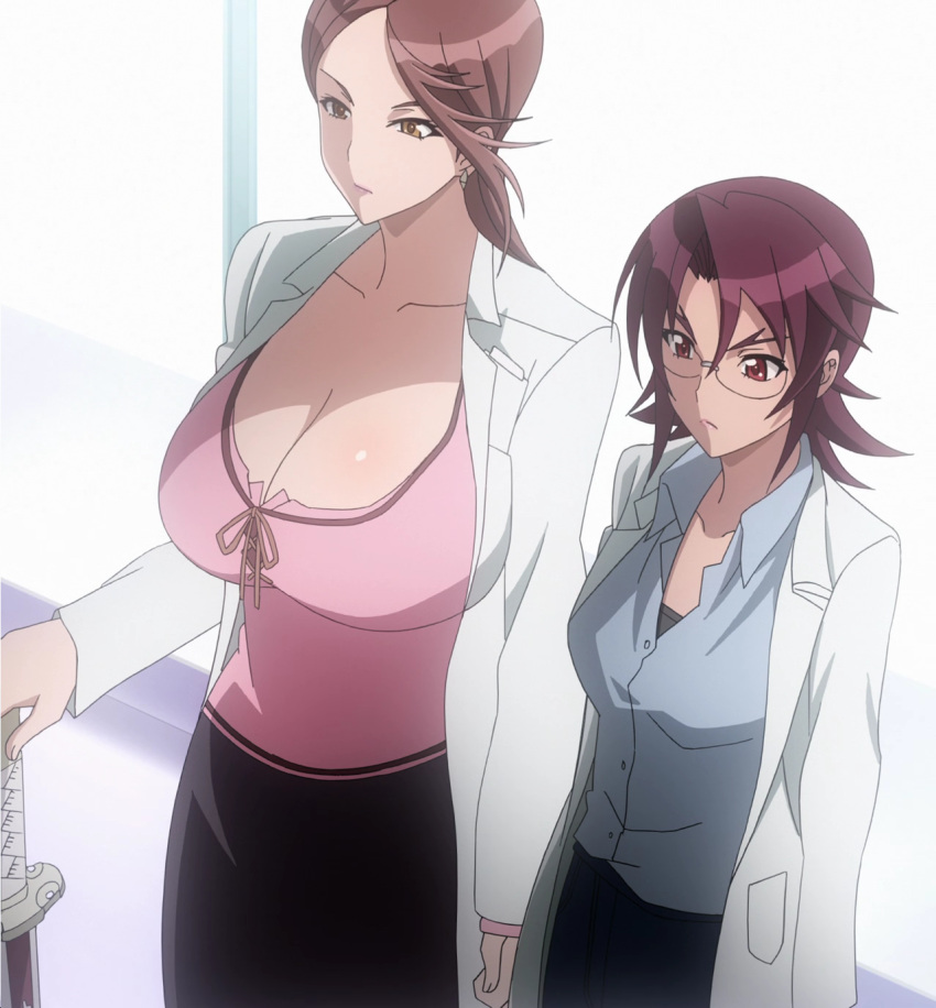 2girls, breasts, brown_hair, huge_breasts, multiple_girls, sagiri_yuuko, screencap, standing