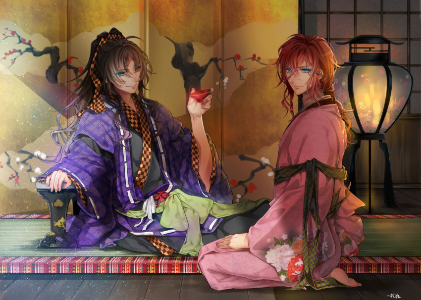 blue_eyes, enishi_(ken_ga_kimi), ichige_yoru, ken_ga_kimi, redhead, tokugawa_iemitsu
