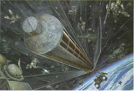 colony_drop, earth, gundam, lowres, mecha, mobile_suit_gundam, planet, rocket_launcher