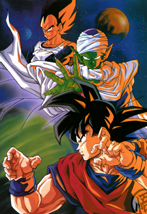 dragon_ball, dragonball_z, frieza, maeda_minoru, official_art, oldschool, piccolo, son_gokuu