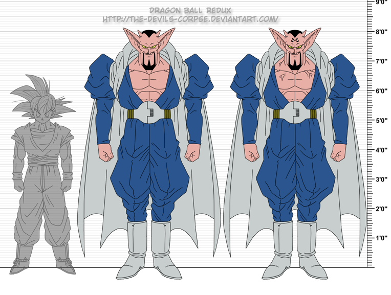 dabura, dragon_ball, dragonball_z, horns, size_chart, son_gokuu, the-devils-corpse_(artist)