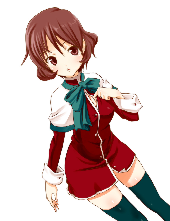 amano_mishio, brown_eyes, brown_hair, futari_no_ana, kanon, school_uniform, short_hair, thigh-highs