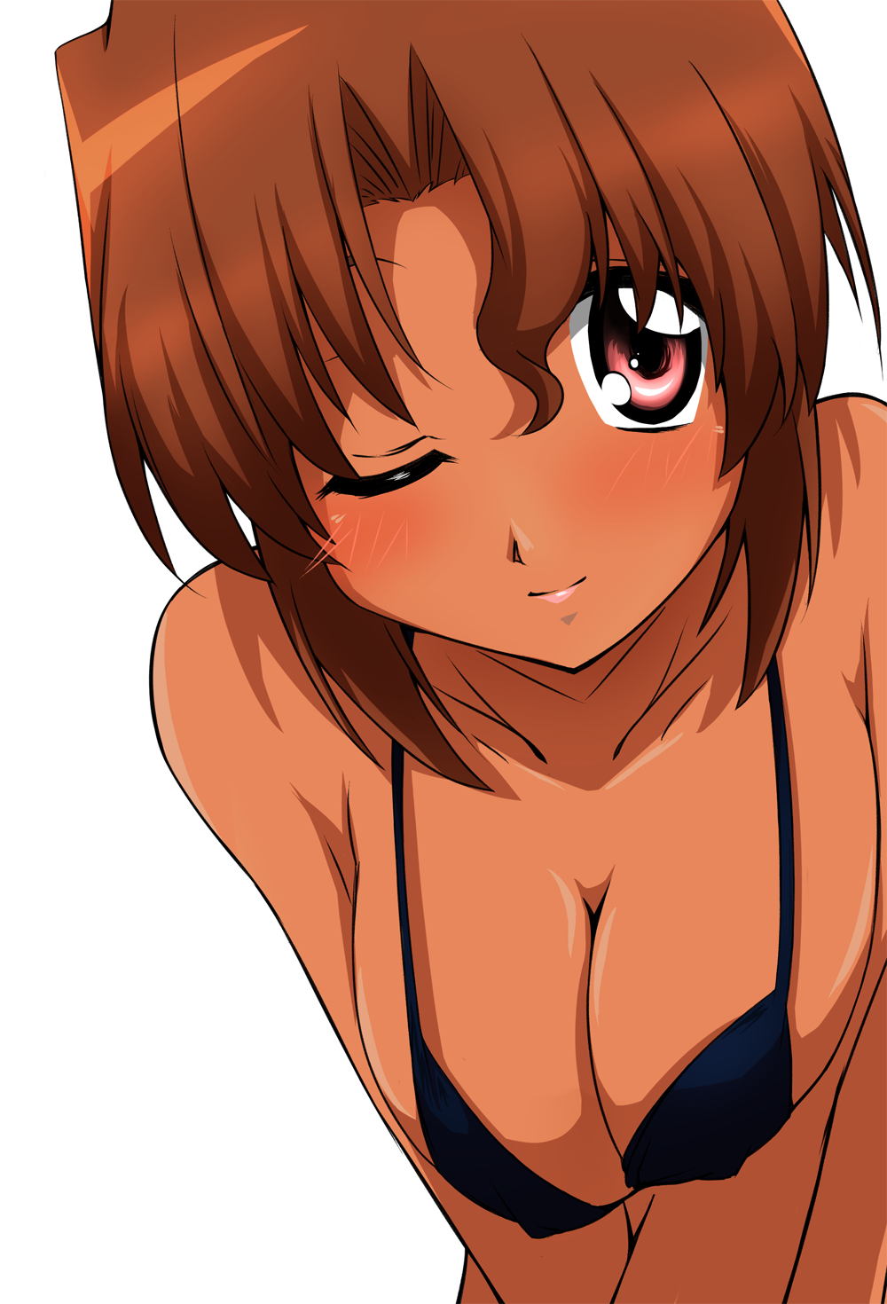 1girl, bikini, blush, breasts, brown_hair, cleavage, collarbone, hayate_no_gotoku!