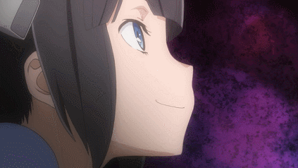2girls, animated, animated_gif, bare_shoulders, black_hair, blush_stickers, bouncing_breasts, breast_envy