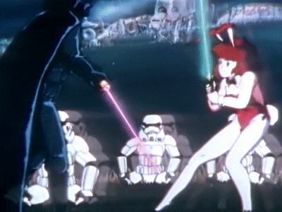 1girl, 80s, animal_ears, animated, animated_gif, battle, bunny_girl, bunnysuit