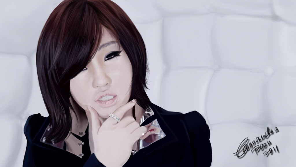 10s, 1girl, 2011, 2ne1, chair, female, hair_over_one_eye, jewelry