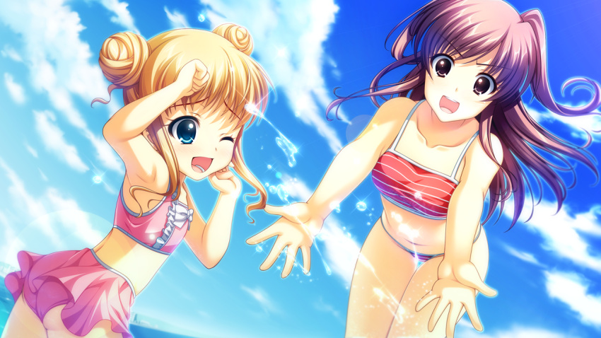 2girls, allison_carpenter, armpits, artemis_blue, asami_asami, ass, bikini, blonde_hair