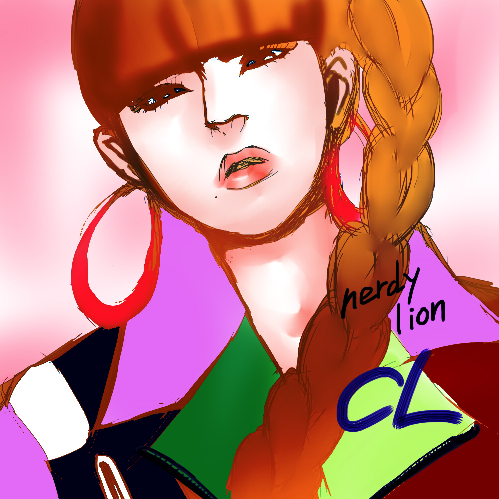 1girl, 2ne1, bangs, braid, brown_hair, cl_(2ne1), earrings, jewelry
