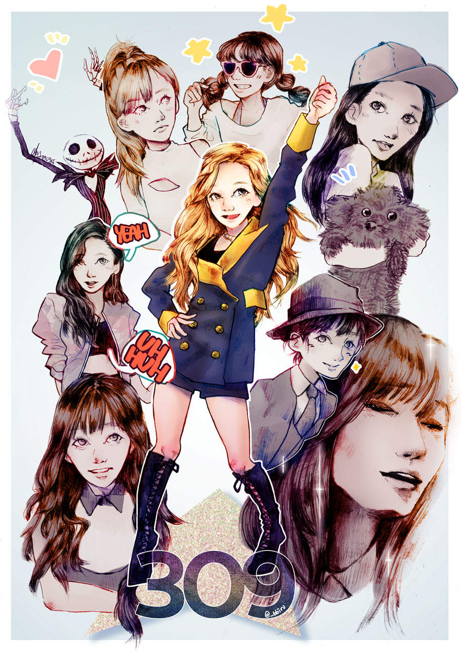 1girl, 6+girls, bangs, baseball_cap, boots, carrying, cleavage_cutout, closed_eyes