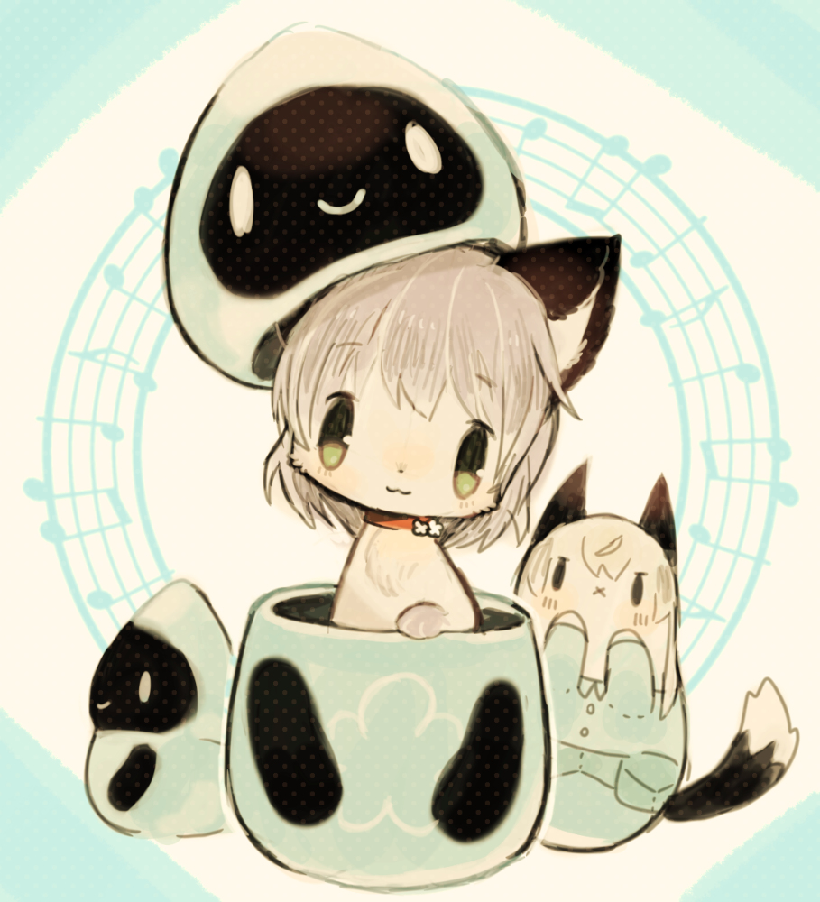 2girls, :3, :x, animal_ears, blonde_hair, cat, cat_ears, doll