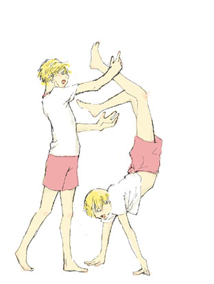 cain, galerians, handstand, rion, twin