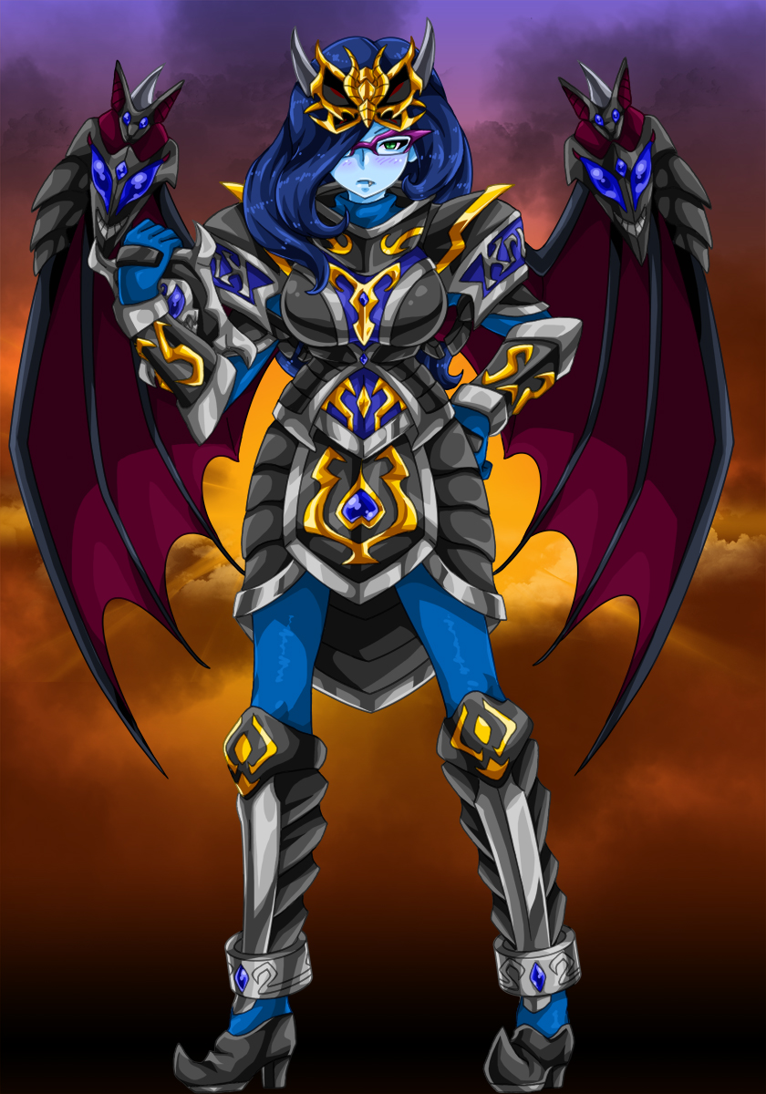 armor, demon_girl, glasses, ten2009, wings