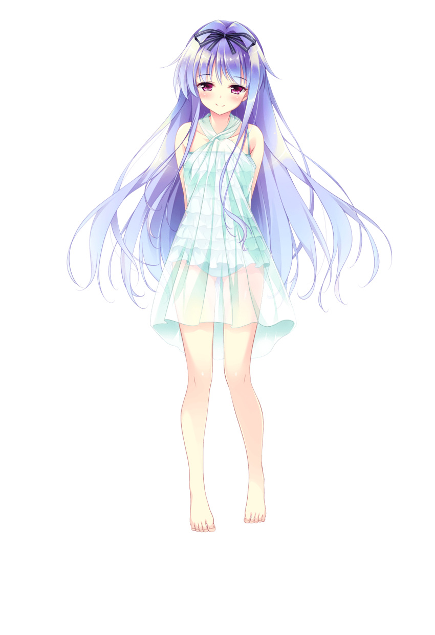 1girl, arms_behind_back, barefoot, blush, breasts, feet, game_cg, golden_marriage