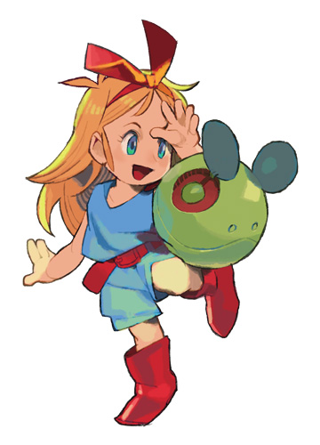 blonde_hair, blue_eyes, child, gundam, haro, kikka_kitamoto, long_hair, mobile_suit_gundam