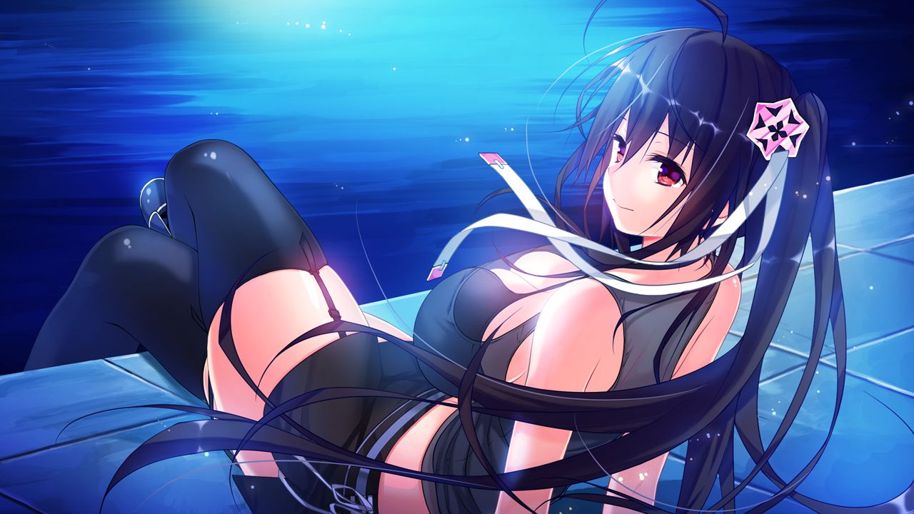 1girl, breasts, cleavage, female, game_cg, garter_straps, kamura_masaki, kino_(kino_konomi)