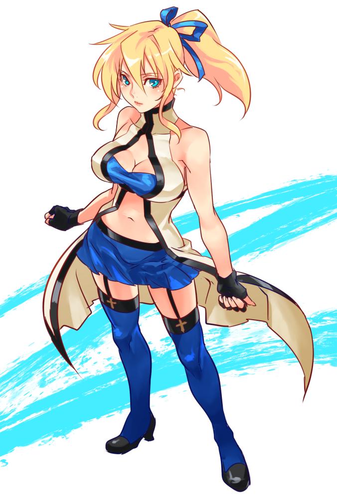 1girl, aqua_eyes, arc_system_works, blonde_hair, genderswap, guilty_gear, ky_kiske, kyko