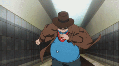 2boys, alternate_costume, animated, animated_gif, glasses, kinoshita_seiichi, multiple_boys, shirobako