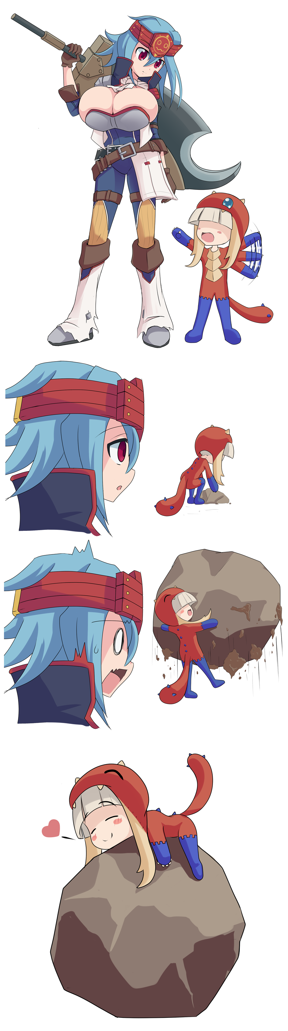 breasts, chibi, large_breasts, monster_hunter, monster_hunter_4, personification, raukofey, tetsucabra