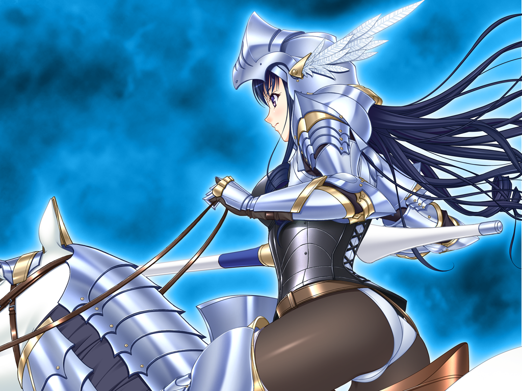 1girl, alice_weinberg, animal, armor, ass, blue_hair, breasts, game_cg