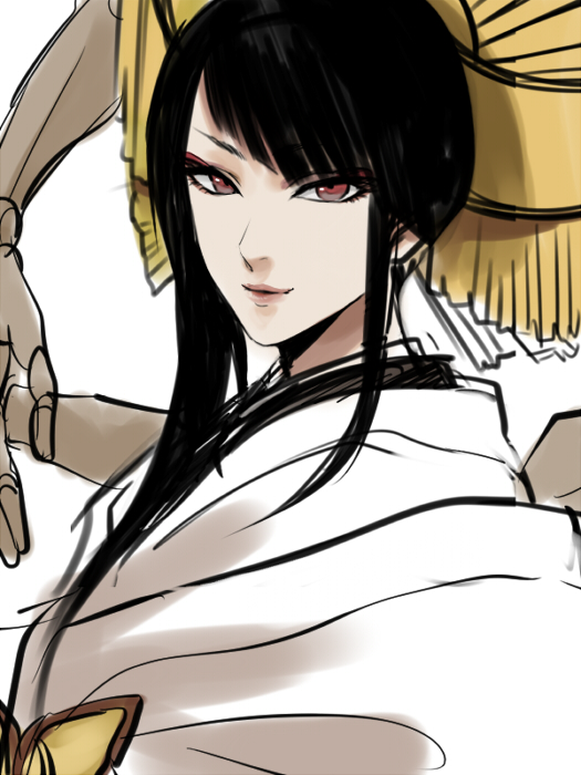 1girl, apg0w0, black_hair, bleach, brown_eyes, hair_ornament, japanese_clothes, long_hair