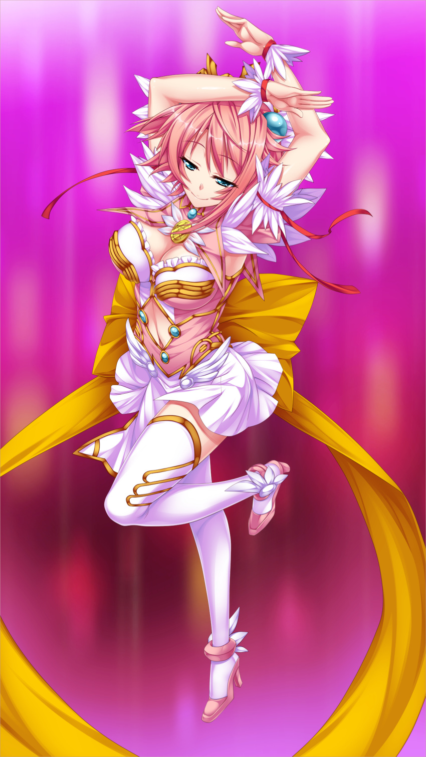 1girl, arms_up, breasts, cleavage, feet, female, full_body, game_cg