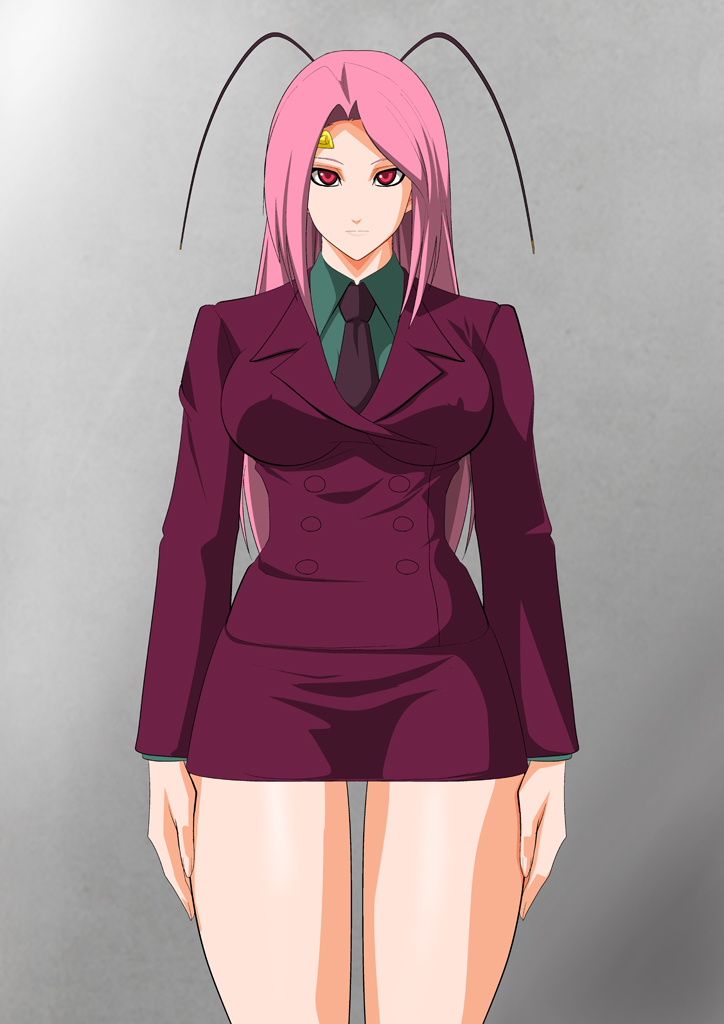 00s, 1boy, 1girl, android, antenna_hair, bare_legs, bbb_(najica), breasts