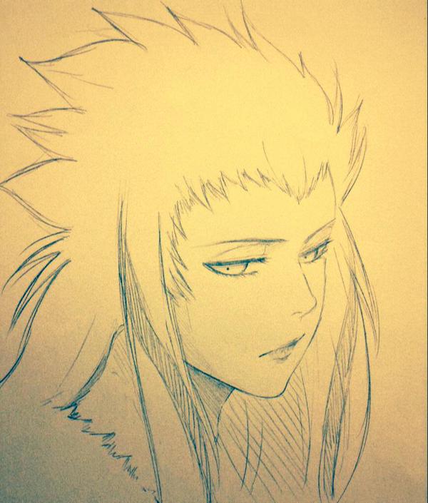 1girl, bleach, bleach:_zanpakutou_ibun_hen, fur, sketch, solo, traditional_media, yuta_(best1heart)