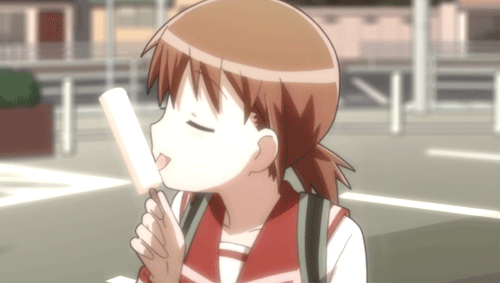 1girl, animated, animated_gif, aoyagi_kanna, blue_eyes, blush, brown_hair, embarrassed