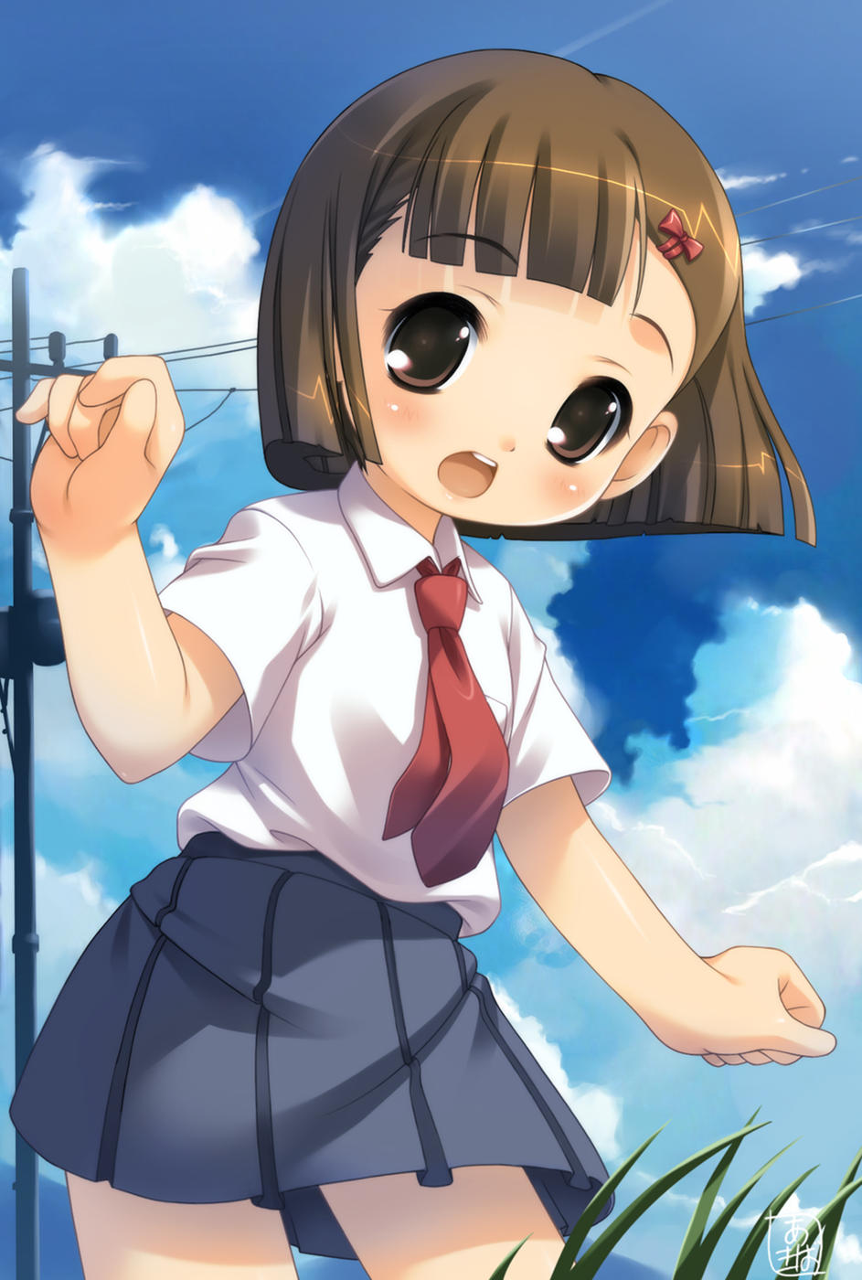 akiba_hideki, ane_to_boin, brown_eyes, brown_hair, child, duplicate, hair_ornament, hairclip