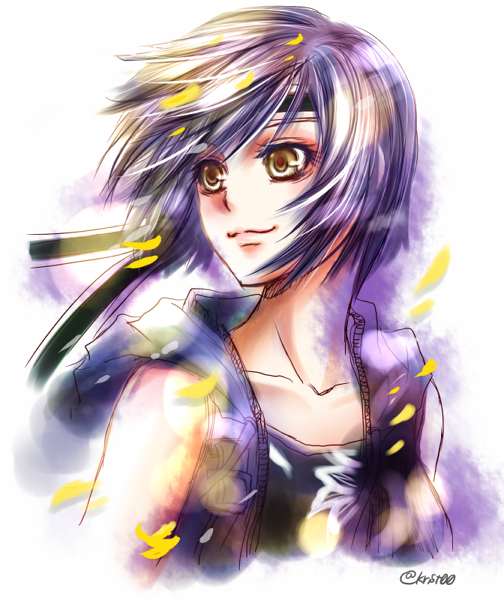 1girl, black_hair, brown_eyes, final_fantasy, final_fantasy_vii, headband, krst00, short_hair