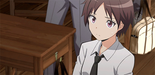 1girl, animated, animated_gif, ansatsu_kyoushitsu, brown_hair, grin, gun, koro-sensei
