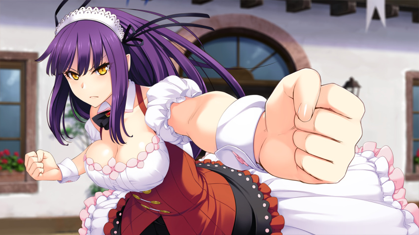 1girl, akuma_musume_no_kanban_ryouri, angry, arute_(akuma_musume), benimura_karu, breasts, cleavage, female