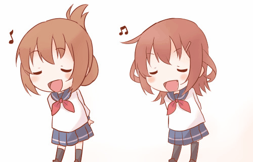 animated, animated_gif, brown_hair, fang, folded_ponytail, hair_ornament, hairclip, ido_(teketeke)