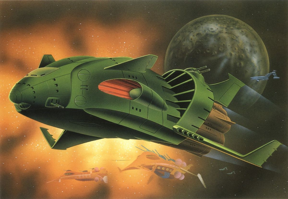 gundam, gwazine, mobile_suit_gundam, musai, official_art, scan, space, space_craft, zanzibar