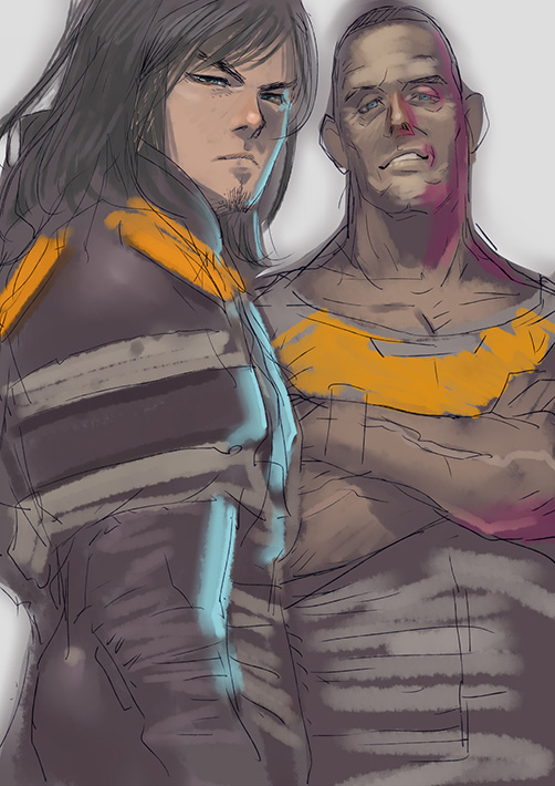 2boys, doug_barrett, lao_huang, multiple_boys, nintendo, official_art, xenoblade_chronicles_x