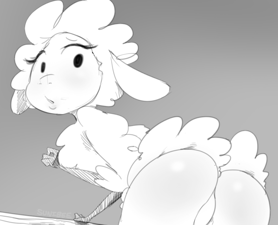 1girl, ass, leggy_lamb, sheep_girl, tagme