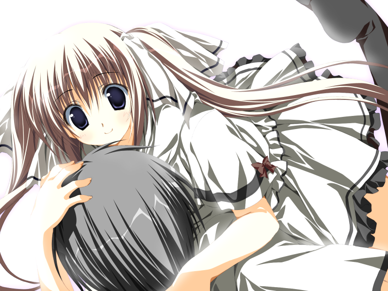 game_cg, hug, korie_riko, okuyama_naho, smile, socks, terebi_no_kieta_hi, twintails