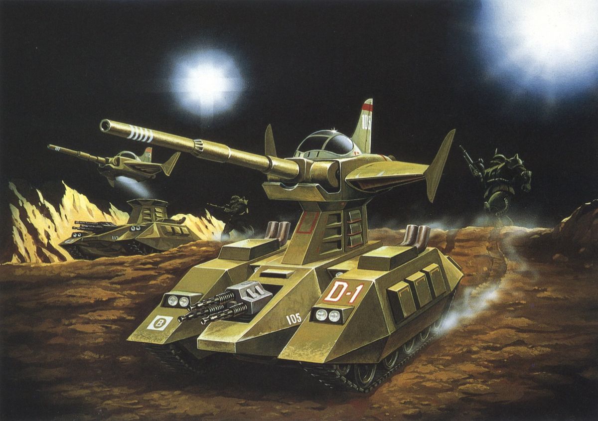 gun, gundam, magella_attack, mecha, mobile_suit_gundam, official_art, scan, tank