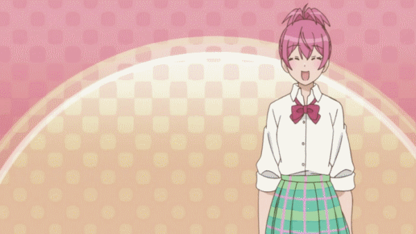 2girls, :d, animated, animated_gif, kasugano_urara_(sabagebu!), multiple_girls, open_mouth, pink_hair
