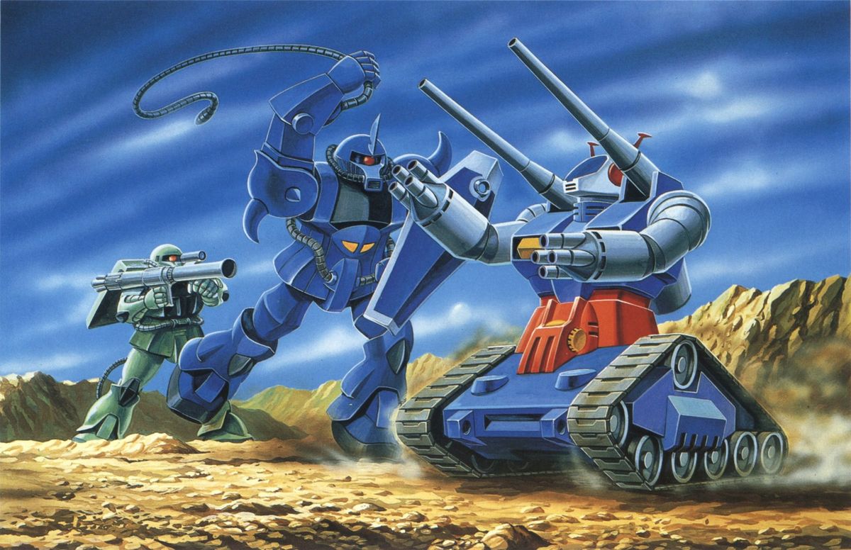 battle, clouds, desert, gouf, gundam, guntank, heat_rod, mecha