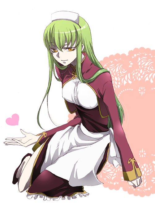 apron, bad_id, c.c., cc, code_geass, enmaided, green_hair, hayato_(gt), hito_(pixiv153199), maid, yellow_eyes