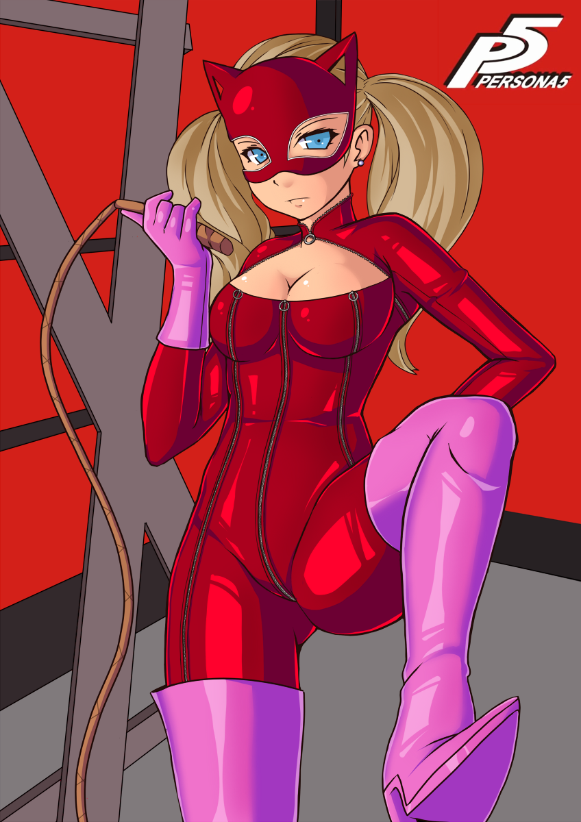 1girl, anzu_komaki, argrim, blonde_hair, blue_eyes, boots, cat_ears, catsuit