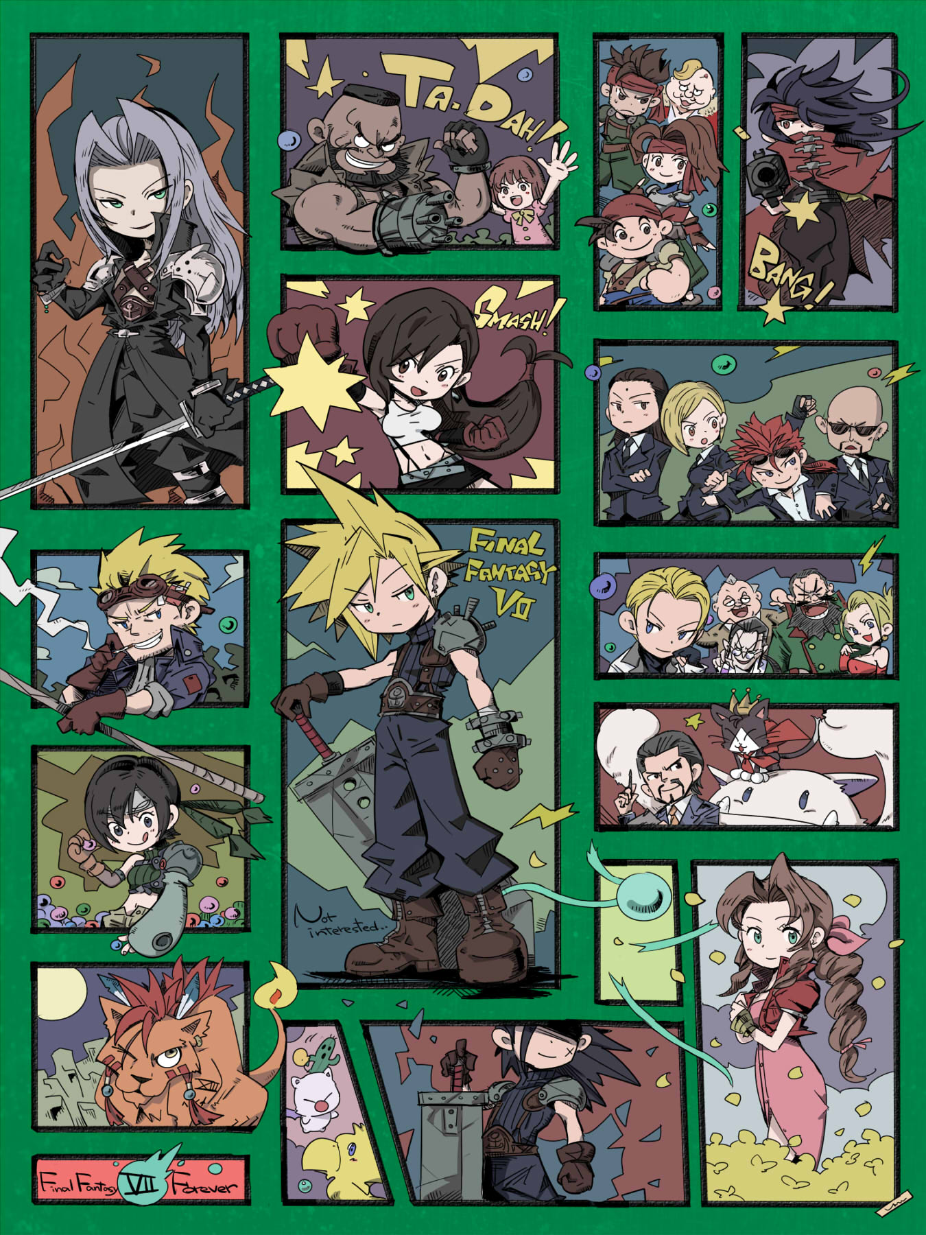6+boys, 6+girls, :d, :q, aerith_gainsborough, band, barret_wallace, biggs_(ff7)