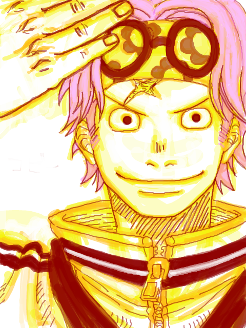 1boy, glasses, glasses_on_head, kobi, male_focus, marine, one_piece, pink_hair